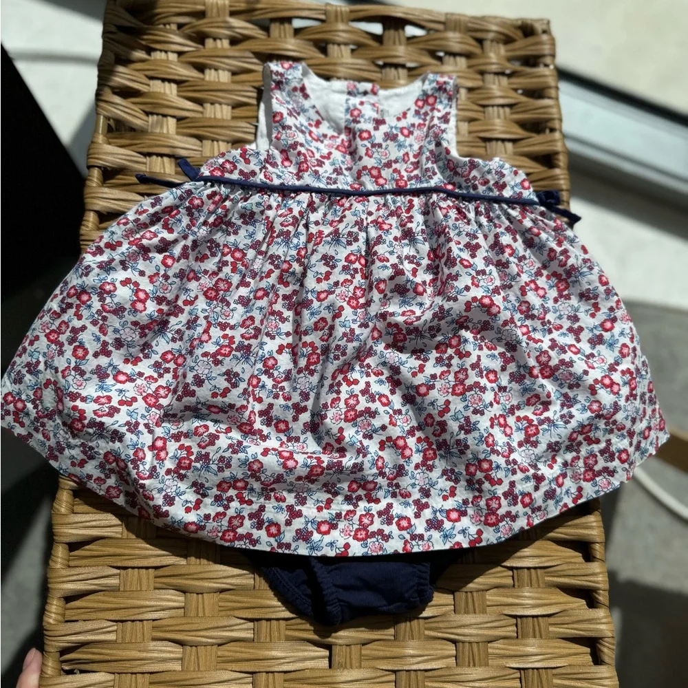 Janie and Jack Floral Print Kids Dress with Bloomers